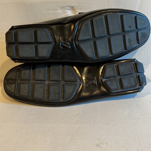 LOUIS VUITTON MENS EMBOSSED LOGO SLIP ON LOAFERS GENUINE LEATHER BLACK 10.5 Wide - Picture 7 of 10